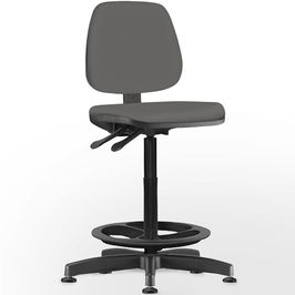 Cadeira Caixa Alta Giratória Job L02 Couro Sintético Cinza - Lyam Decor