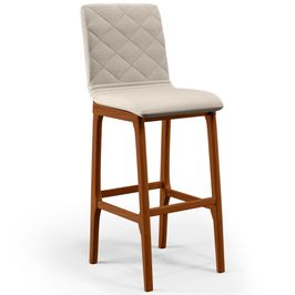 Banqueta Alta Para Cozinha Sala de Jantar Fixa Zoe L02 Linho Cru - Lyam Decor