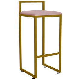 Banqueta Alta Para Cozinha Sala De Jantar Hanna L02 Dourado Suede Rosê - Lyam Decor