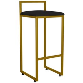 Banqueta Alta Para Cozinha Sala De Jantar Hanna L02 Dourado Suede Preto - Lyam Decor