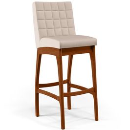 Banqueta Alta Para Cozinha Sala de Jantar Fixa Mila L02 Suede Bege - Lyam Decor