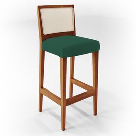 Banqueta Alta Para Cozinha Sala Encosto em Tela Branco Zion L02 Suede Verde Musgo - Lyam Decor