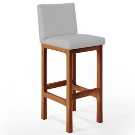 Banqueta Alta Para Cozinha Sala De Jantar Fixa Alya L02 Suede Cinza - Lyam Decor