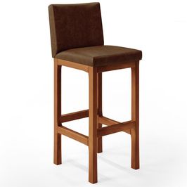 Banqueta Alta Para Cozinha Sala De Jantar Fixa Alya L02 Couríssimo Marrom - Lyam Decor