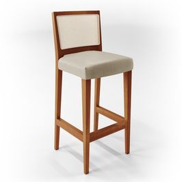 Banqueta Alta Para Cozinha Encosto em Tela Branco Zion L02 Facto Pérola Metalizado - Lyam Decor