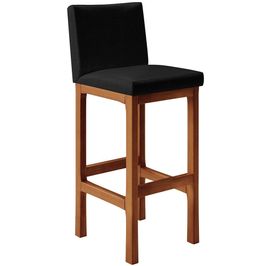 Banqueta Alta Para Cozinha Sala De Jantar Fixa Alya L02 Facto Preto Metalizado - Lyam Decor