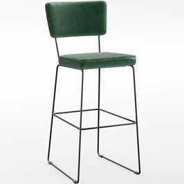 Banqueta Alta Para Cozinha E Sala Jantar Base Em Aço Fixa Allana L02 Facto Verde Musgo - Lyam Decor