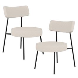 Kit 02 Poltronas Decorativas Para Sala De Estar Base Fixa Londres L02 Linho Cru - Lyam Decor