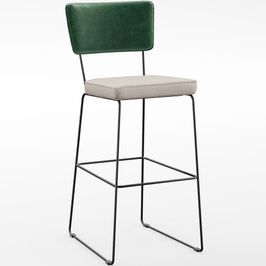 Banqueta Alta Bar Cozinha Sala De Jantar Fixa Allana L02 Facto Verde Musgo Linho Cru - Lyam Decor