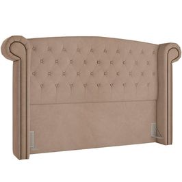 Cabeceira Cama Box Casal com Tachas 140 cm Sofia P05 Veludo Bege - Lyam Decor