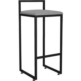 Banqueta Alta Para Cozinha Sala De Jantar Hanna L02 Preto Corano Cinza - Lyam Decor
