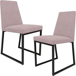 Kit 02 Cadeiras Para Sala De Jantar Base Aço Industrial Preto Dafne L02 Suede Rosê - Lyam Decor