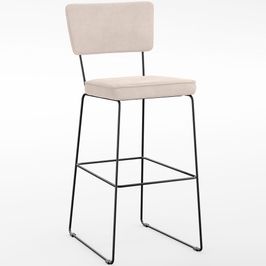 Banqueta Alta Para Cozinha Sala De Jantar Base Em Aço Fixa Allana L02 Suede Bege - Lyam Decor