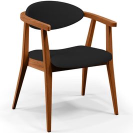 Poltrona Decorativa Para Sala de Estar Jantar Cecília L02 Facto Preto - Lyam Decor
