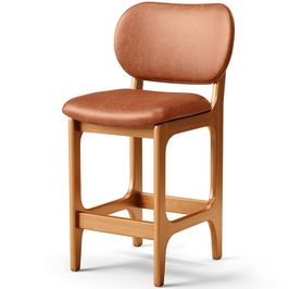 Banqueta Baixa Bar Cozinha E Sala De Jantar Fixa Betta L02 Imbuia Couríssimo Camel - Lyam Decor