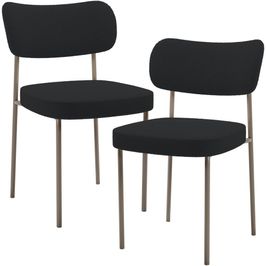 Kit 02 Cadeiras Para Sala De Jantar Melina Base Arena L02 Bouclê Preto - Lyam Decor