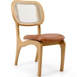Cadeira Para Sala de Jantar Cozinha Estofada e Tela Mariah L02 Couríssimo Camel - Lyam Decor