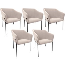 Kit 5 Cadeiras Para Sala de Jantar Estar Living Olívia L02 Suede Bege - Lyam Decor
