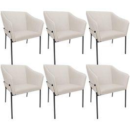 Kit 6 Cadeiras Para Sala de Jantar Estar Living Olívia L02 Linho Cru - Lyam Decor
