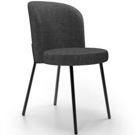 Cadeira Para Sala de Jantar Cozinha Estofada Gavi L02 Linho Cinza Escuro - Lyam Decor