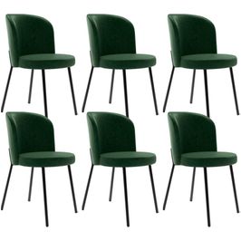 Kit 6 Cadeiras Sala de Jantar Estofada Gavi L02 Couríssimo Verde Musgo - Lyam Decor