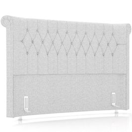Cabeceira Cama Box Casal 140cm Estofada Meora P05 Linho Cinza Claro - Lyam Decor