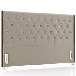 Cabeceira Cama Box Casal 140cm Estofada Frizza P05 Veludo Bege - Lyam Decor