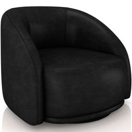 Poltrona Decorativa Giratória Angelina M03 Couríssimo Preto - Lyam Decor
