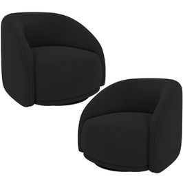 Kit 02 Poltronas Decorativas Giratória Angelina M03 Veludo Preto - Lyam Decor