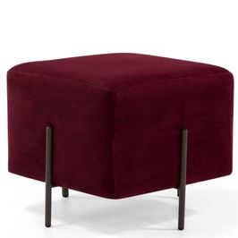 Puff Quadrado Decorativo Status D02 Pés de Aço Veludo Marsala C-278 - Lyam Decor