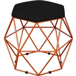 Puff Decorativo Aramado Bronze Six L02 Suede Preto - Lyam Decor