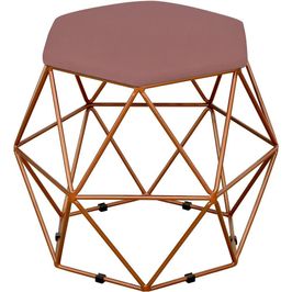 Puff Decorativo Aramado Bronze Six L02 Suede Rosê - Lyam Decor