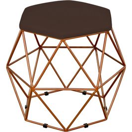 Puff Decorativo Aramado Bronze Six L02 Suede Marrom - Lyam Decor