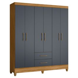 Guarda Roupa Casal 6 Portas 2 Gavetas 153cm Paraná M07 Freijó/Cinza - Mpozenato