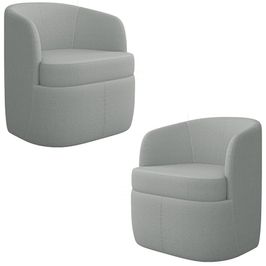 Kit 2 Poltronas Giratória Decorativa para Sala Dandara K04 Bouclê Cinza Claro - Mpozenato