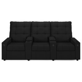Poltrona de Cinema Reclinável 3 Lugares Baú USB Mallie FH9 PU Preto - Mpozenato