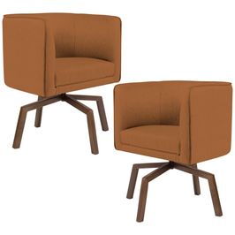 Kit 02 Poltronas Decorativas Giratória Base Ka Betina D02 Veludo Telha C-262 - Lyam Decor