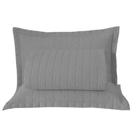 Kit Cobre Leito Colcha Monaco Casal Dupla Face 3 Peças - Cinza