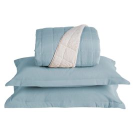 Kit Cobre Leito Colcha Capri Queen Dupla Face 3 Peças - Azul