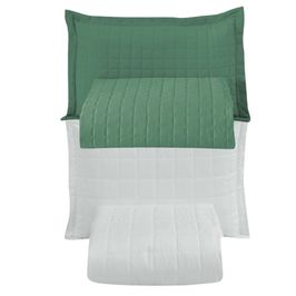 Combo 2 Kit Cobre Leito Colcha Monaco Solteiro Dupla Face  - Verde - Branco