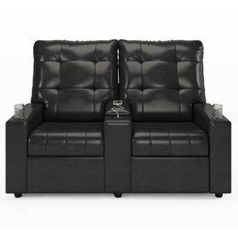 Poltrona de Cinema Reclinável 2 Lugares Baú USB Mallie FH9 PU Preto Brilho - Mpozenato