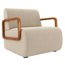 Poltrona Decorativa Orgânica para Sala Belarus K04 Veludo Bege - Mpozenato