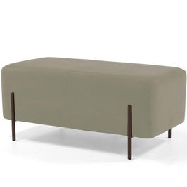 Puff Retangular Decorativo Status 90x45 D02 Pés de Aço Veludo Bege C-309 - Lyam Decor