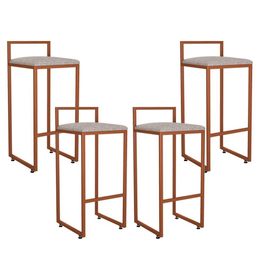Kit 04 Banquetas Alta Para Cozinha Sala de Jantar Hanna L02 Bronze Linho Bege - Lyam Decor