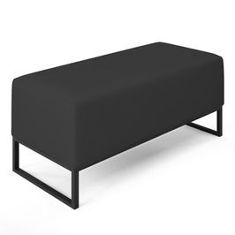 Puff Decorativo Para Sala de Estar Cléo W01 Base de Ferro 90 cm Suede Preto - Lyam Decor