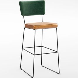Banqueta Alta Cozinha Sala Jantar Fixa Allana L02 Facto Verde Musgo Couríssimo Whisky - Lyam Decor