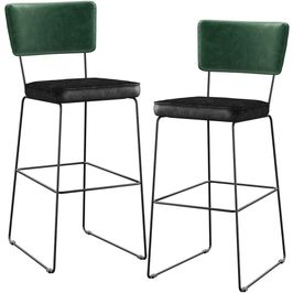 Kit 02 Banquetas Altas Sala Jantar Fixa Allana L02 Facto Verde Musgo Couríssimo Preto - Lyam Decor