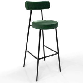 Banqueta Alta Bar Cozinha Sala De Jantar Em Aço Milão L02 Facto Verde Musgo - Lyam Decor