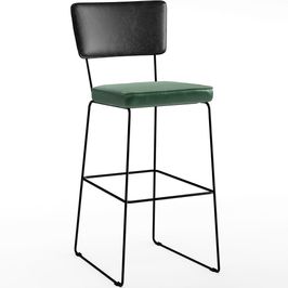 Banqueta Alta Cozinha Sala Jantar Fixa Allana L02 Couríssimo Preto Facto Verde Musgo - Lyam Decor