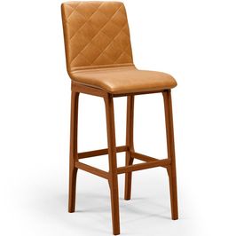 Banqueta Alta Para Cozinha Sala de Jantar Fixa Zoe L02 Couríssimo Whisky - Lyam Decor